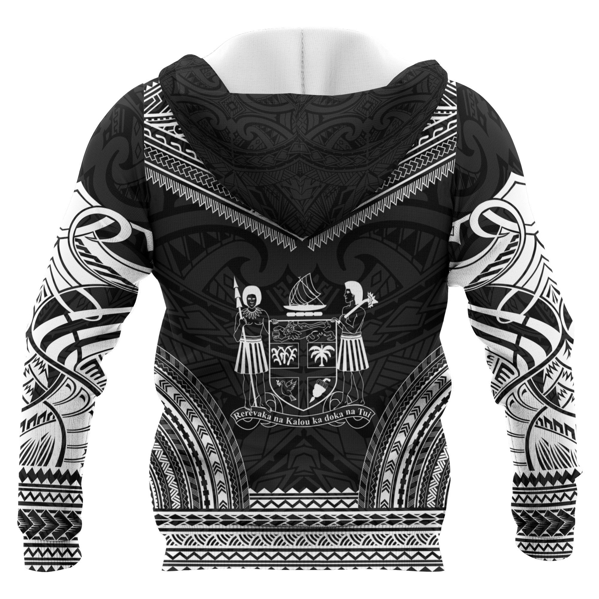 Fiji Polynesian Chief Custom Hoodie Black Version Unisex Black - Polynesian Pride