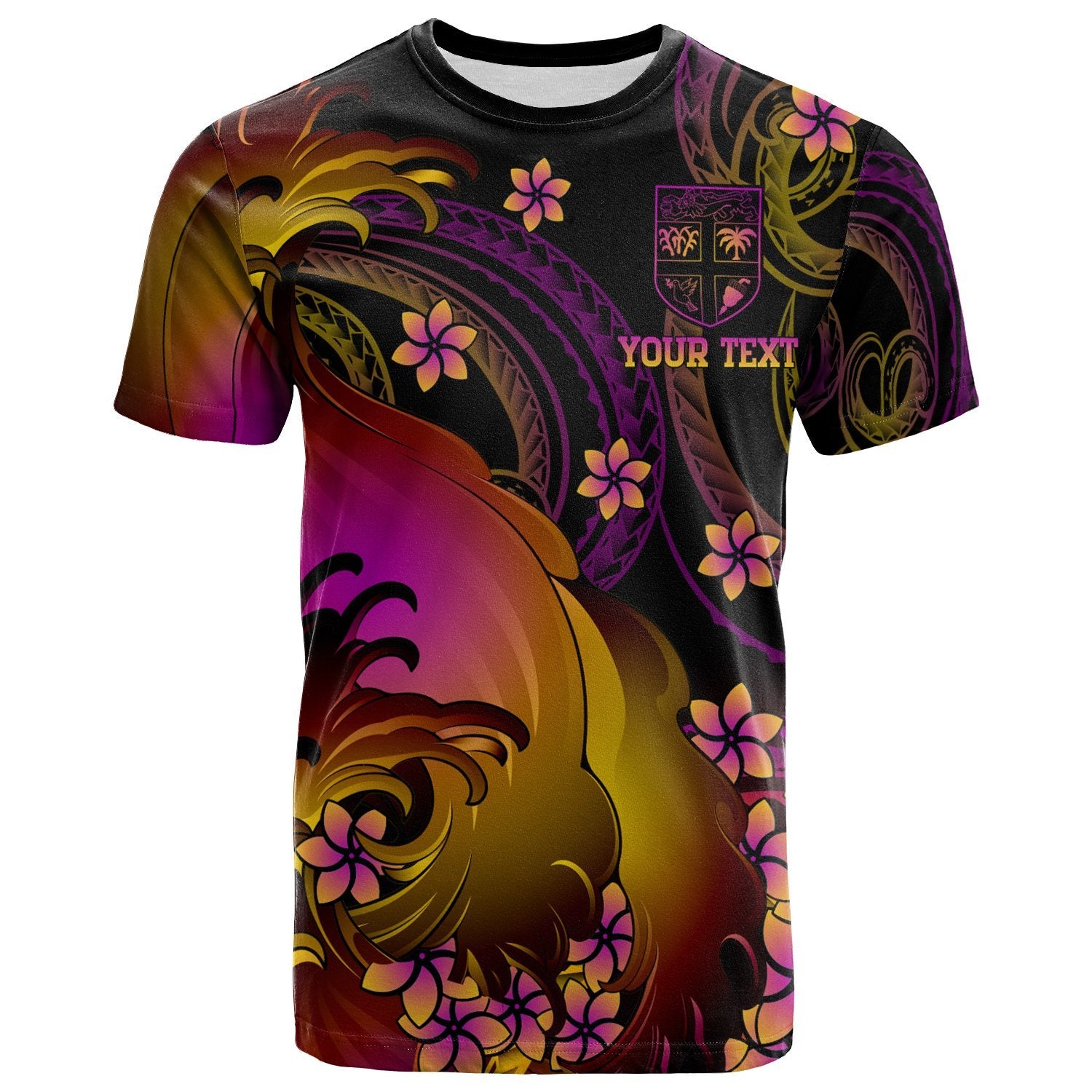 Fiji Custom T Shirt Fijian in wave Unisex Black - Polynesian Pride