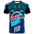 Fiji T Shirt Polynesian Pattern With Flag Unisex Blue - Polynesian Pride