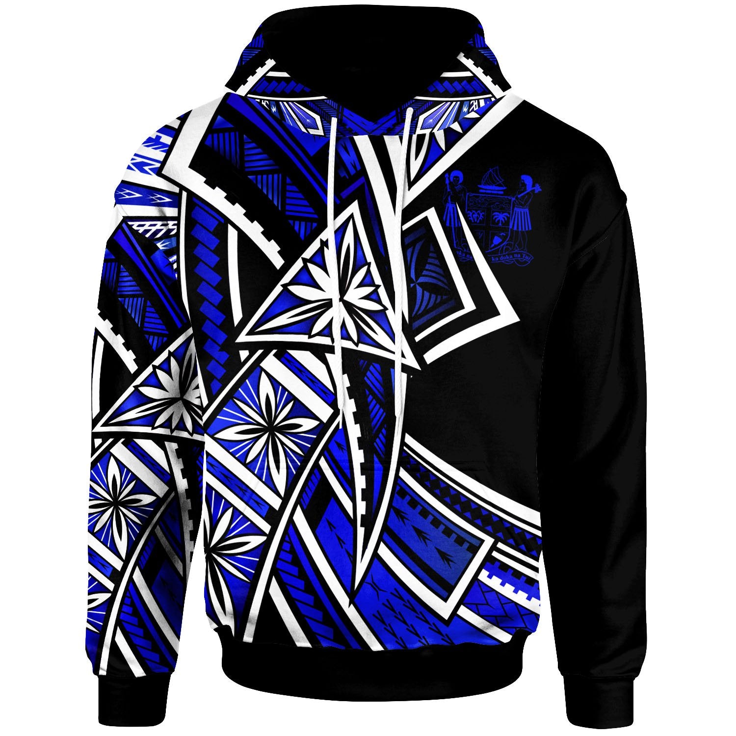 Fiji Hoodie Tribal Flower Special Pattern Blue Color Unisex Blue - Polynesian Pride