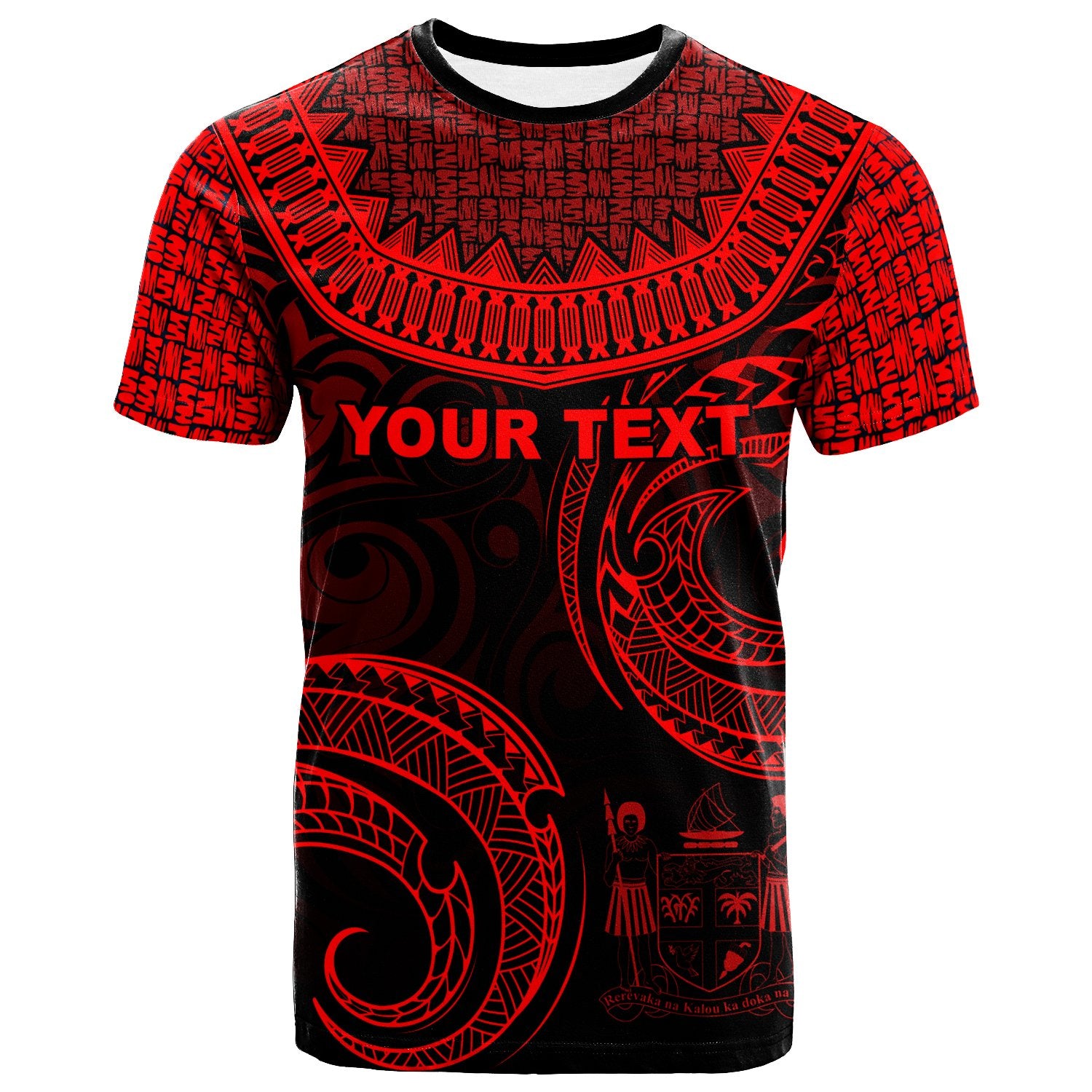 Fiji Custom T Shirt Unique Serrated Texture Red Unisex Red - Polynesian Pride