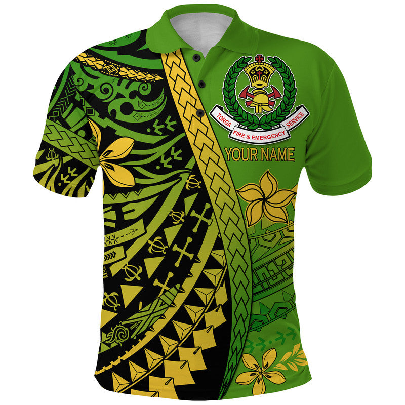 Custom Tonga Fire and Emergency Services Polo Shirt Polynesian Minimalist Style LT9 Adult Green - Polynesian Pride
