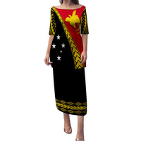 PNG Puletasi Dress Papua Flag Simple Style LT7 Women Black - Polynesian Pride