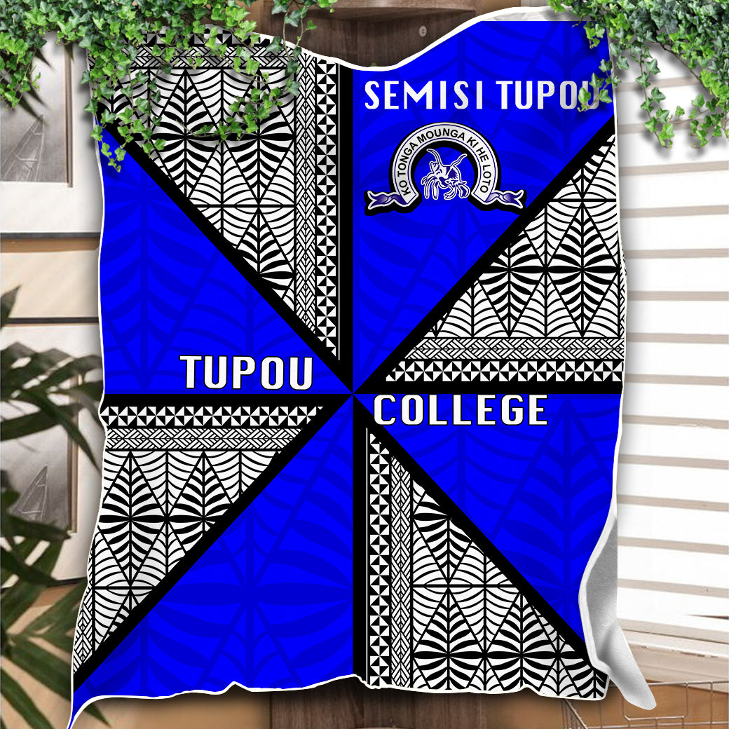 (SEMISI TUPOU) Tonga Tupou College Premium Blanket - Tongan Patterns - LT20 White - Polynesian Pride