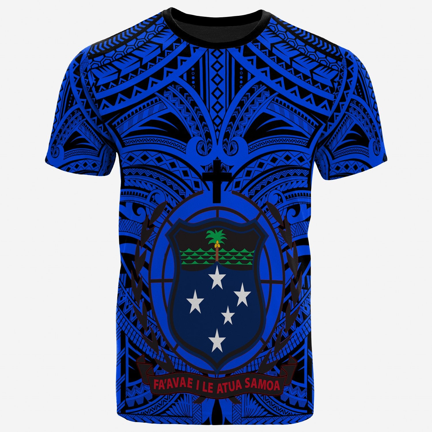 Samoa Premium T Shirt Samoa Coat Of Arms Polynesian Tattoo (Blue) Unisex Blue - Polynesian Pride