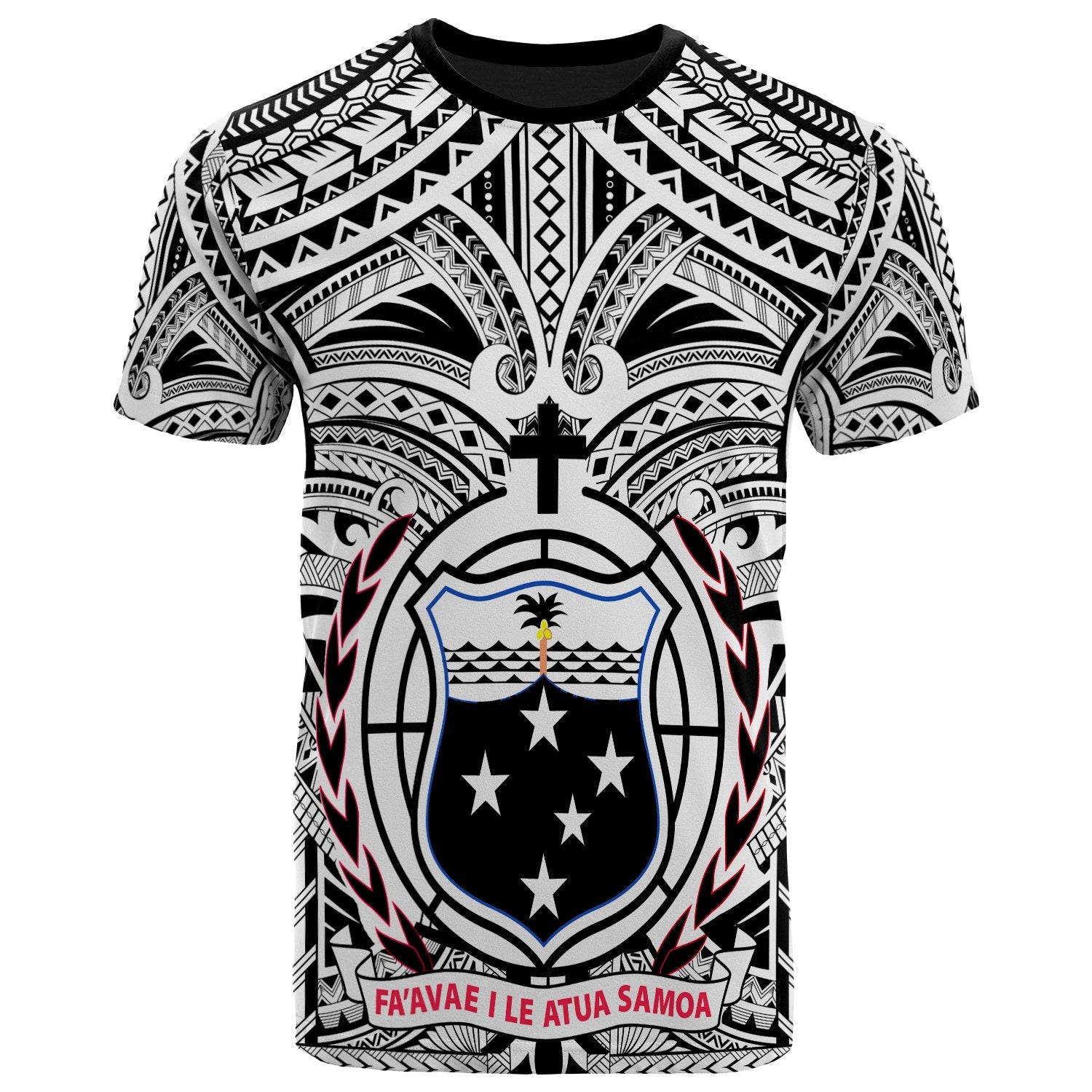 Samoa Premium T Shirt Samoa Coat Of Arms Polynesian Tattoo (White) Unisex White - Polynesian Pride