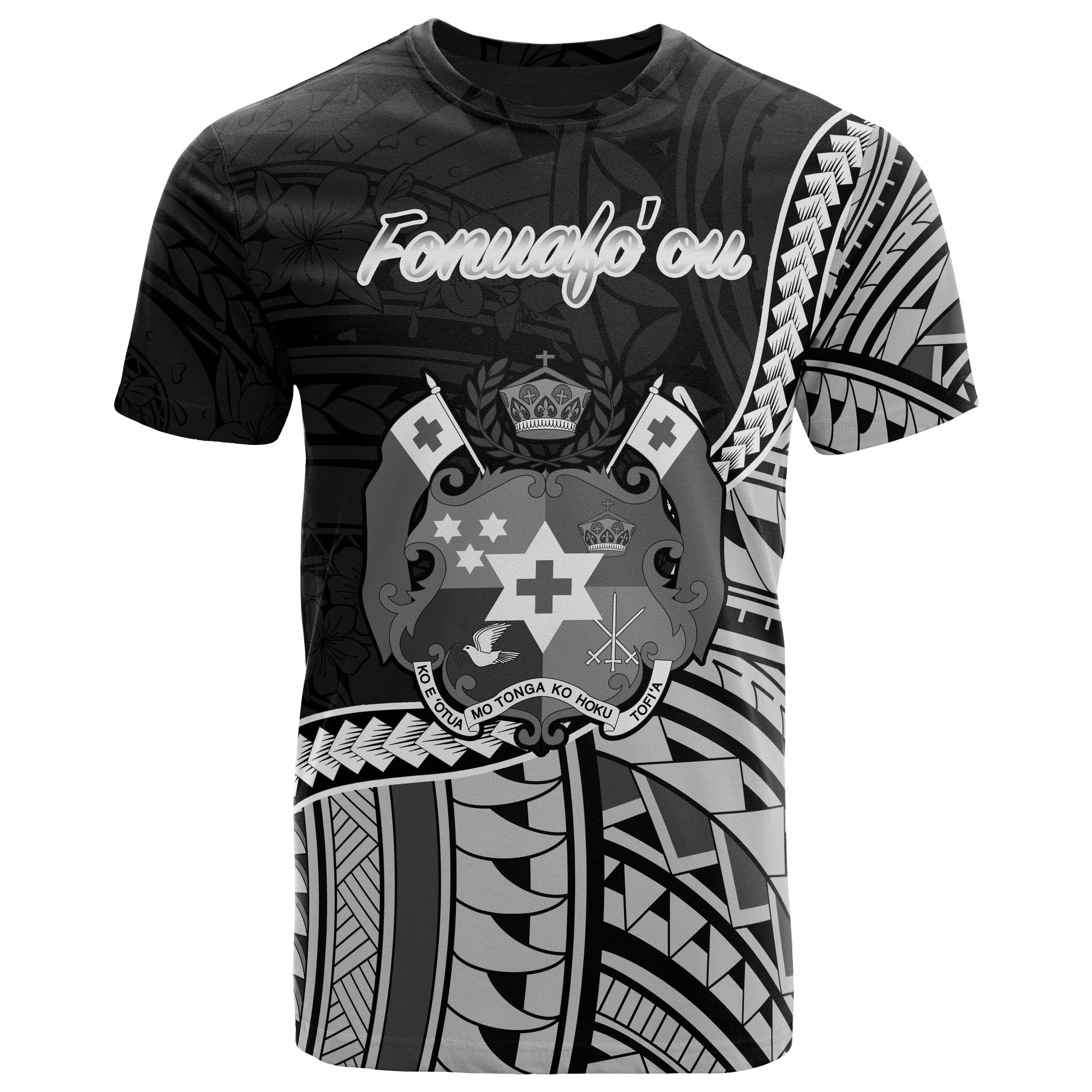 Tonga T Shirt Fonuafo ou Polynesian Patterns Black - Polynesian Pride