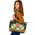 French Polynesia Leather Tote - Polynesian Gold Patterns Collection Black - Polynesian Pride