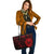 French Polynesia Leather Tote - Red Color Cross Style - Polynesian Pride