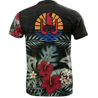 Tahiti T Shirt Tahiti Flag Hibiscus Palm Leaves - Polynesian Pride