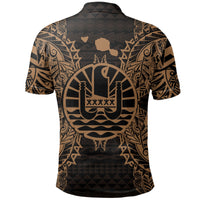 French Polynesian Polo Shirt French Polynesian Coat Of Arms Map Polynesian Tattoo Gold - Polynesian Pride