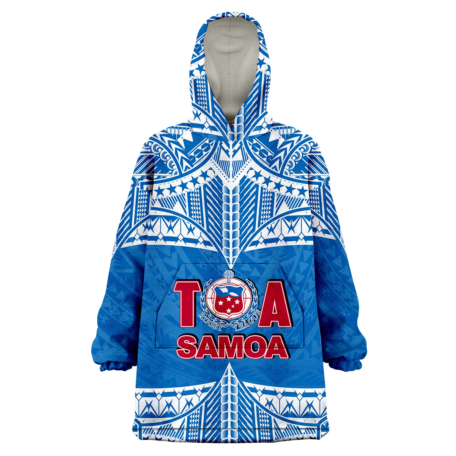 Toa Samoa Rugby Wearabla Blanket Hoodie Blue Sky LT6 Unisex One Size - Polynesian Pride