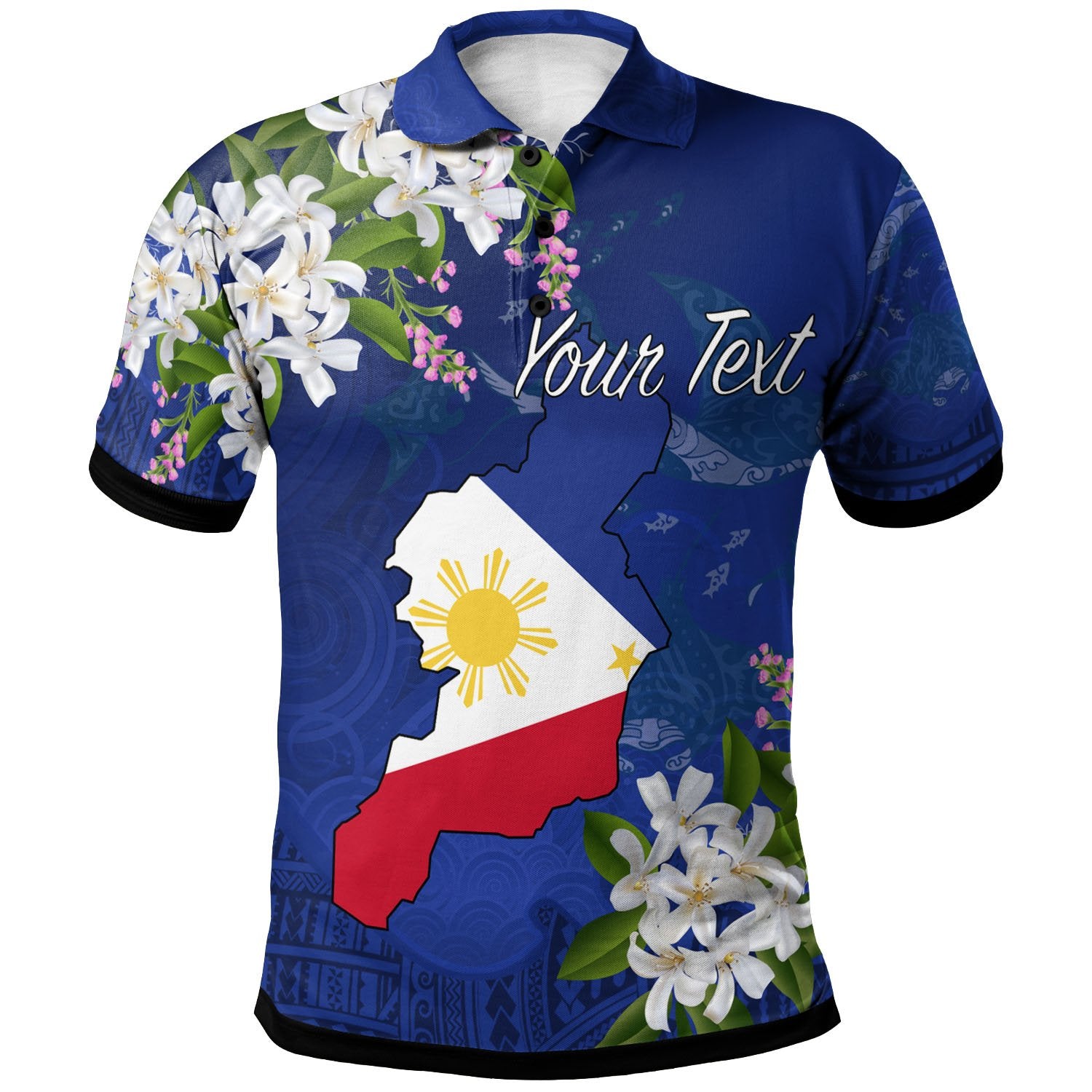 Philippines Custom Polo Shirt Filipino With Map Unisex Blue - Polynesian Pride