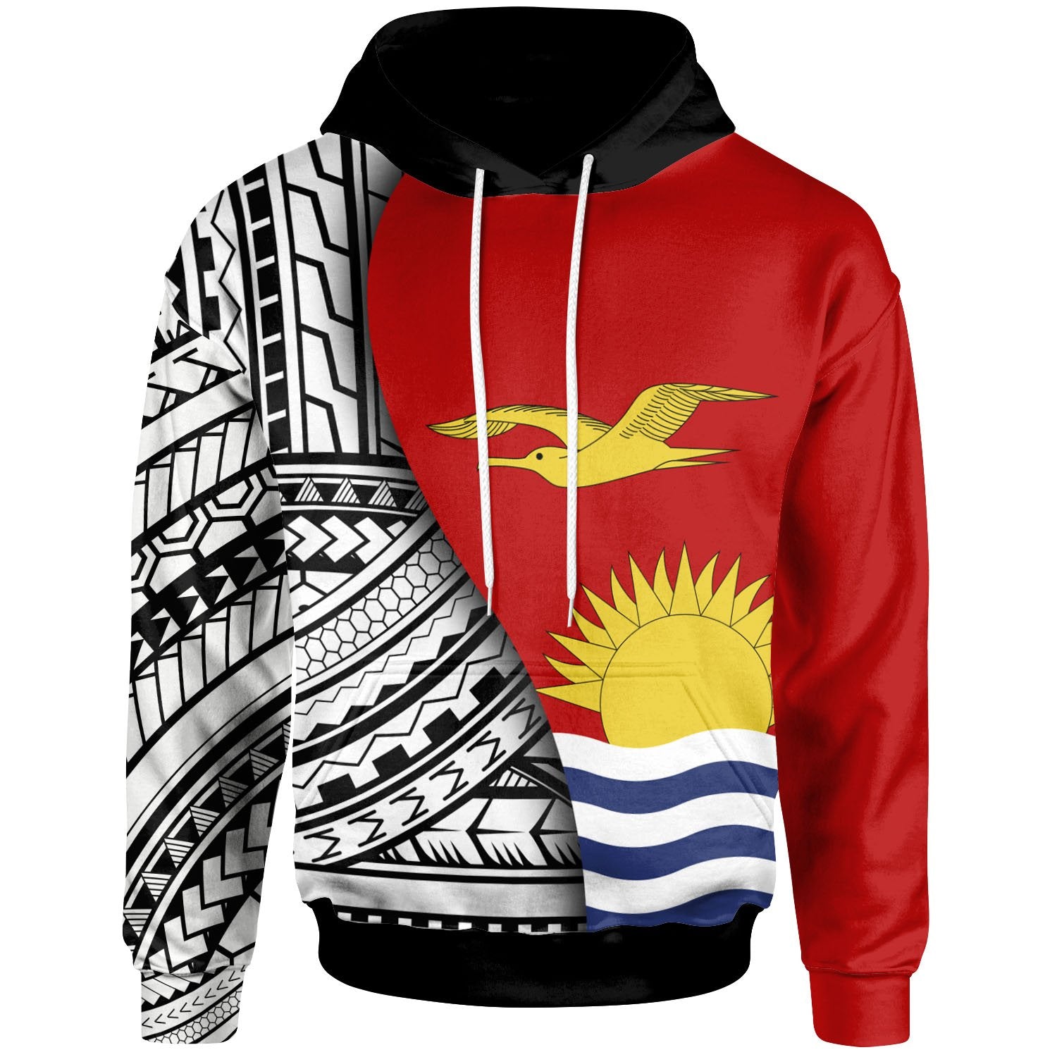 Kiribati Hoodie Coat of Arm and Polynesian Patterns Unisex Red - Polynesian Pride