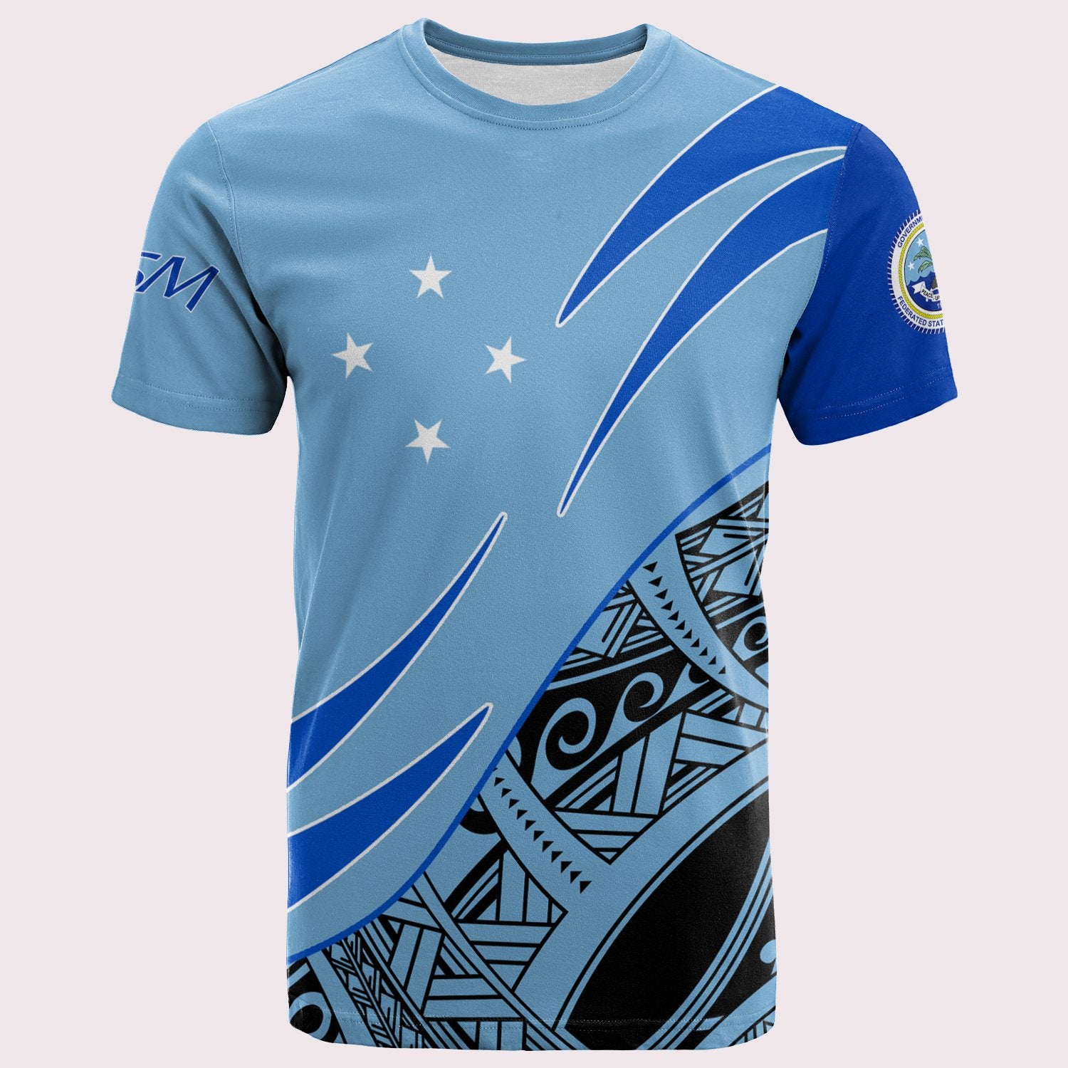 Federated States of Micronesia T Shirt Custom Symmetrical Lines Unisex Blue - Polynesian Pride