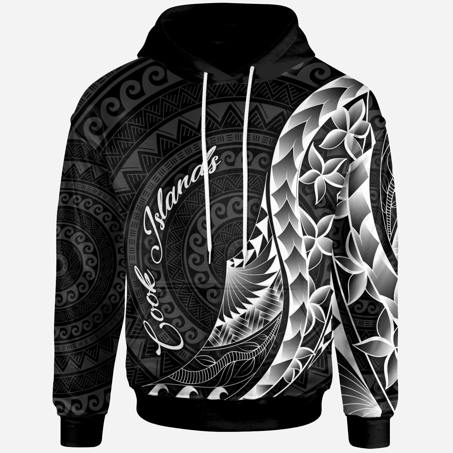 Cook Islands Hoodie Polynesian Pattern Style Unisex Black - Polynesian Pride