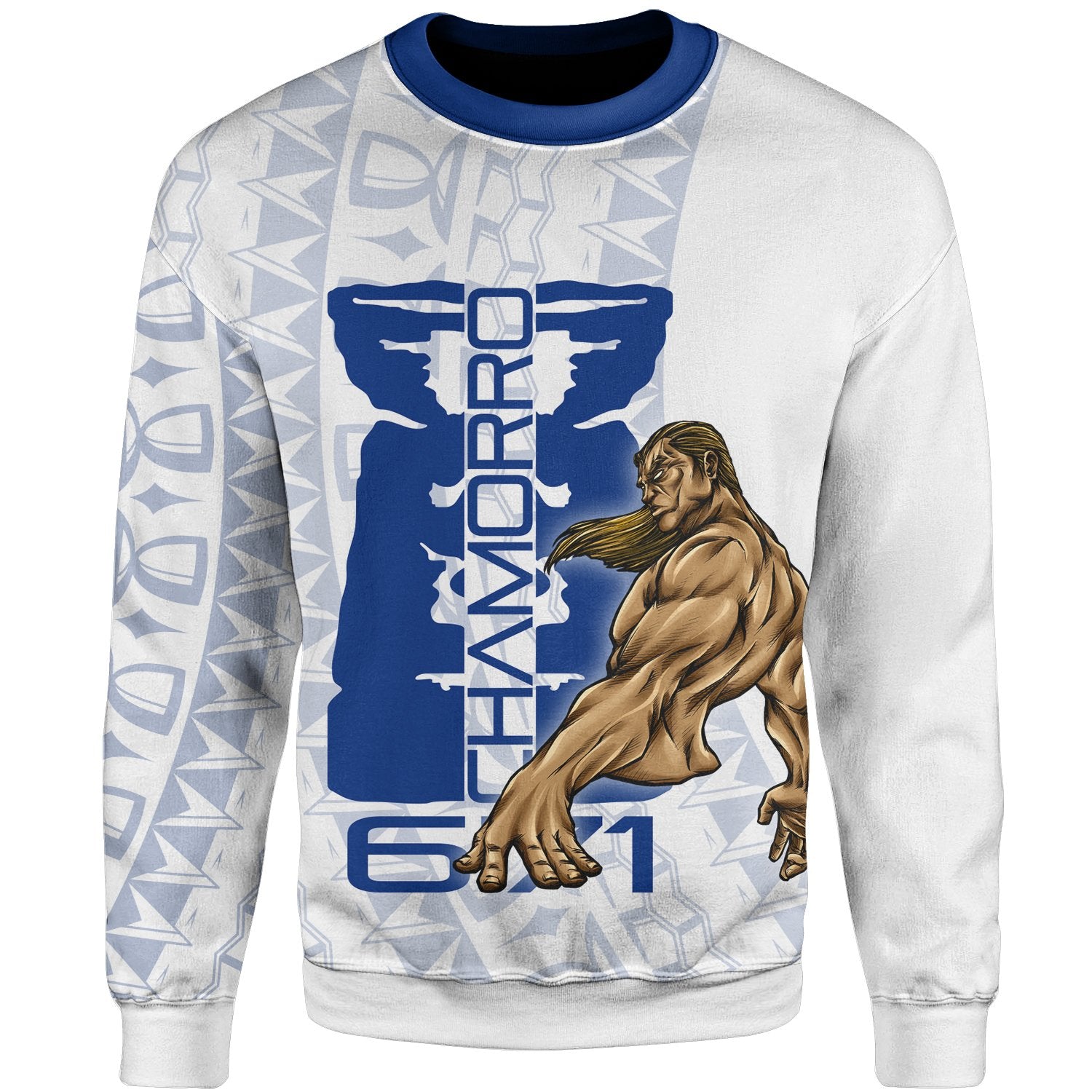 Guam Sweatshirt - Chamorro With Puntan Blue Color Unisex Blue - Polynesian Pride