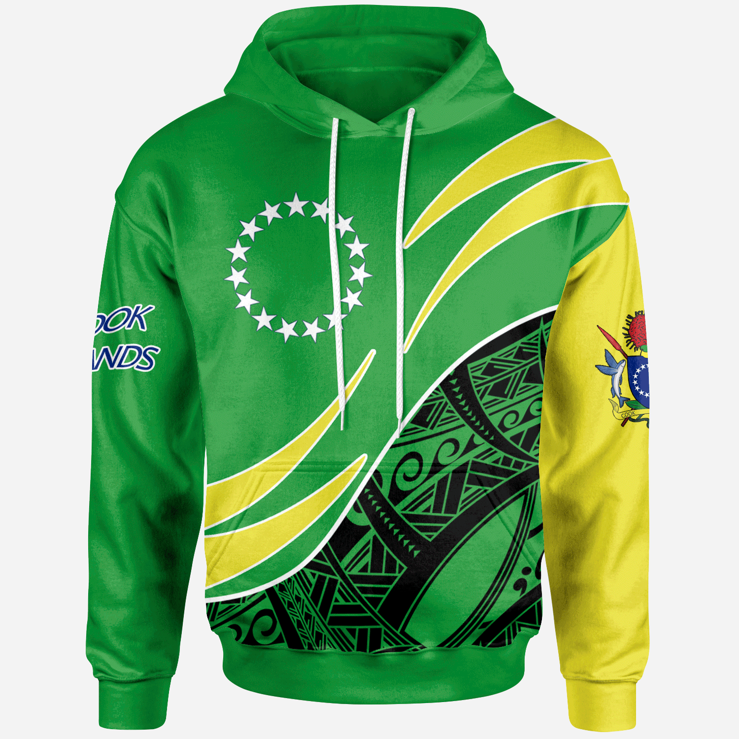 Cook Islands Hoodie Symmetrical Lines Unisex Green - Polynesian Pride