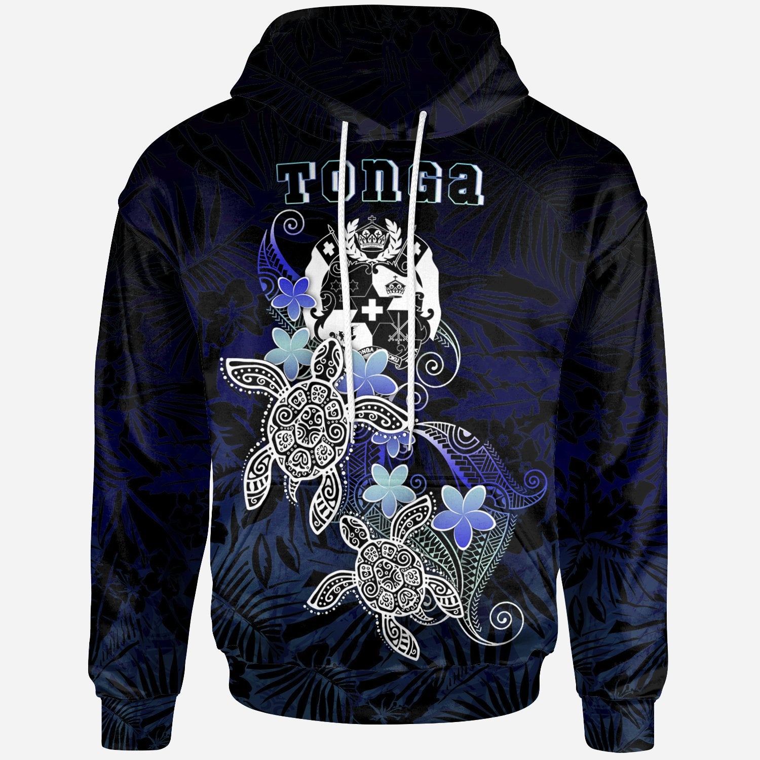 Tonga Polynesian Hoodie Blue Turtle Couple Unisex Blue - Polynesian Pride