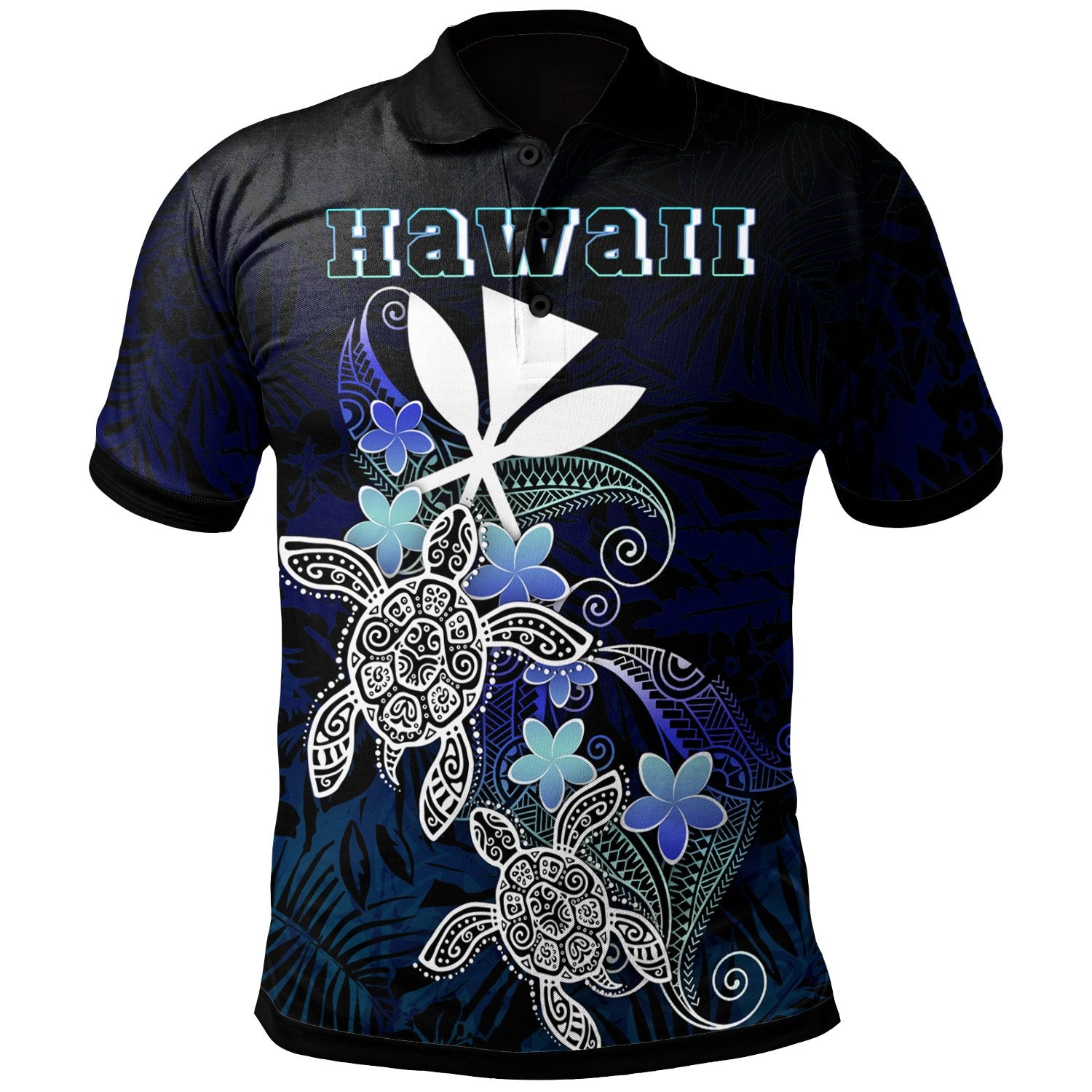 Hawaii Polynesian Polo Shirt Blue Turtle Couple Unisex Blue - Polynesian Pride