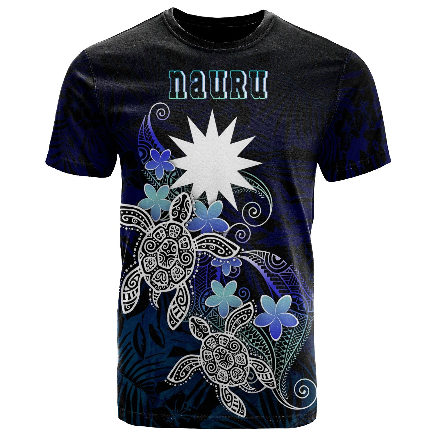 Nauru Polynesian T Shirt Blue Turtle Couple Unisex Blue - Polynesian Pride