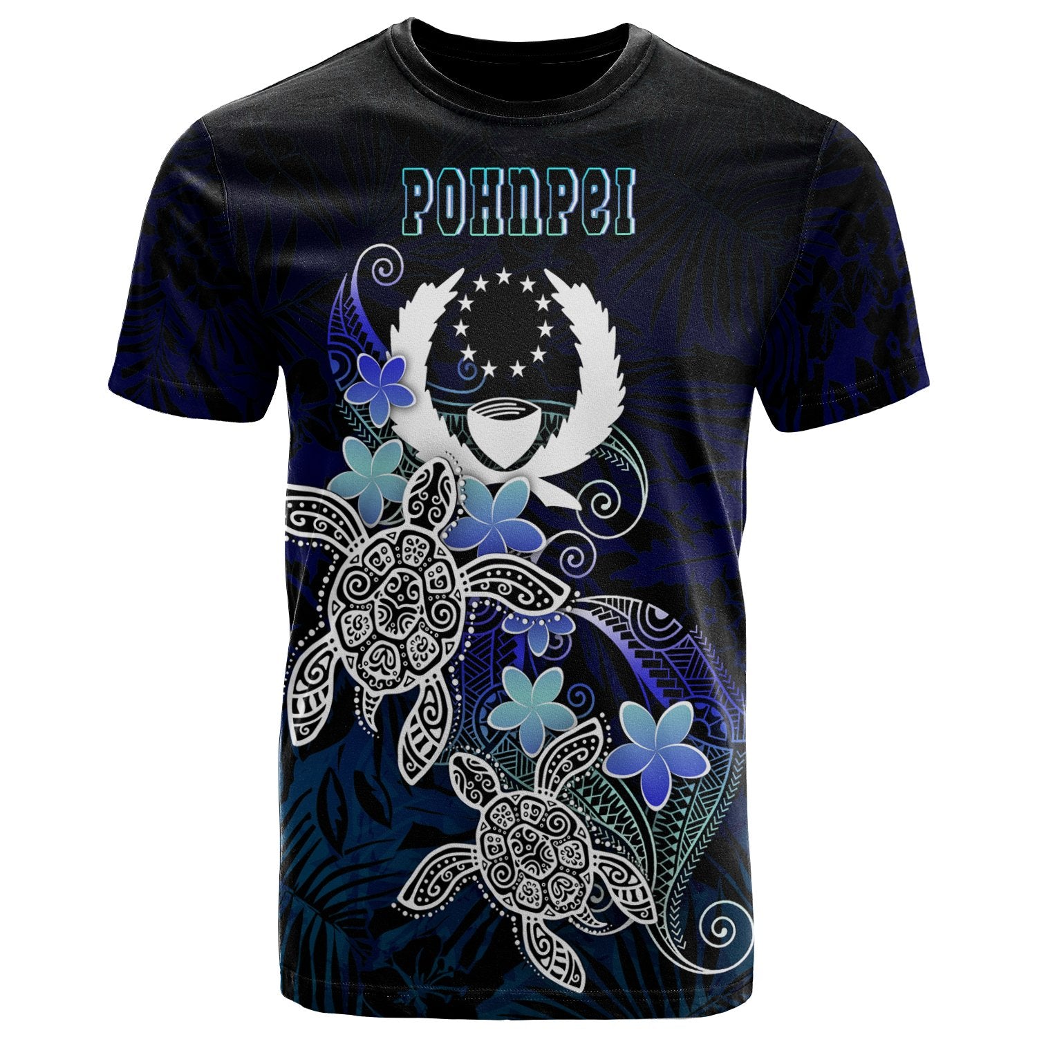 Pohnpei Polynesian T Shirt Blue Turtle Couple Unisex Blue - Polynesian Pride