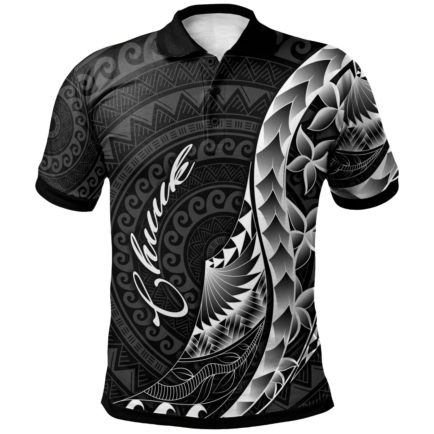 Chuuk Polo Shirt Polynesian Pattern Style Unisex Black - Polynesian Pride