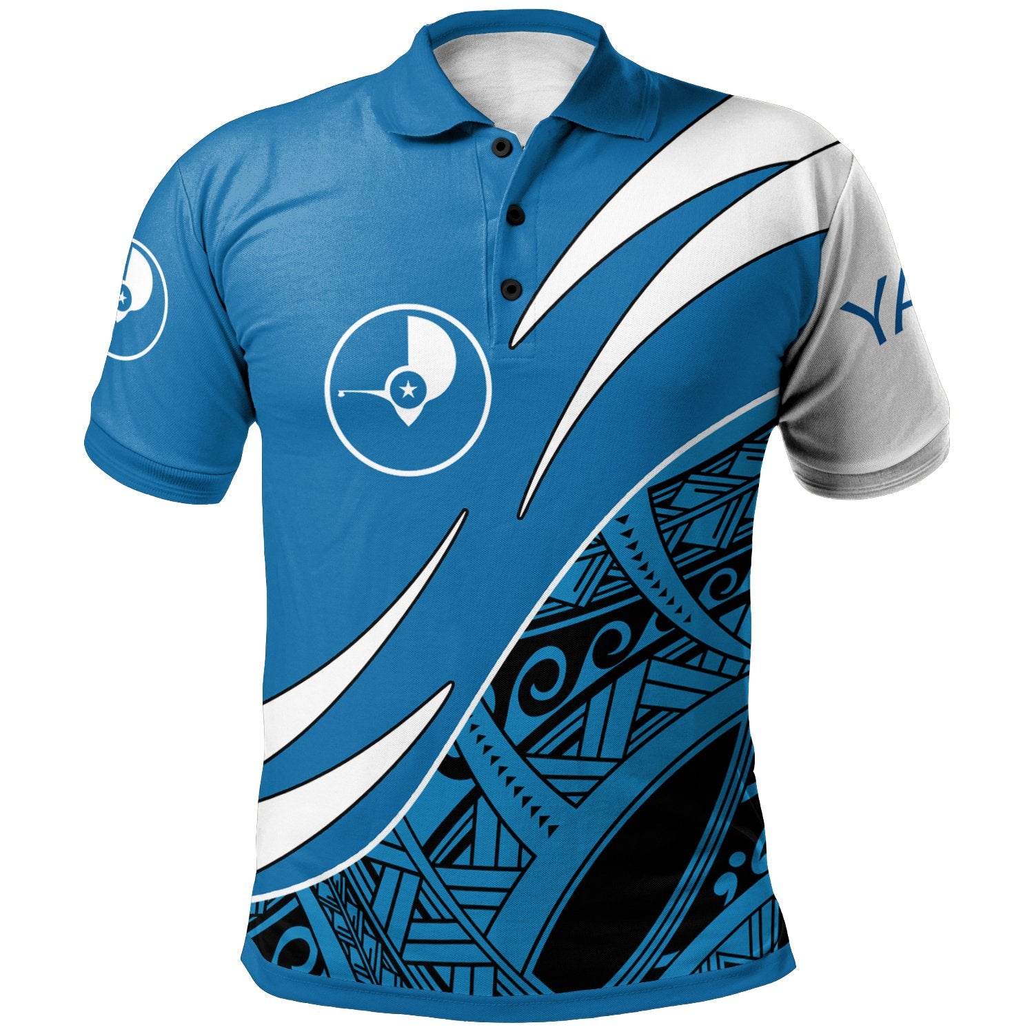 Yap Polo Shirt Symmetrical Lines Unisex Blue - Polynesian Pride