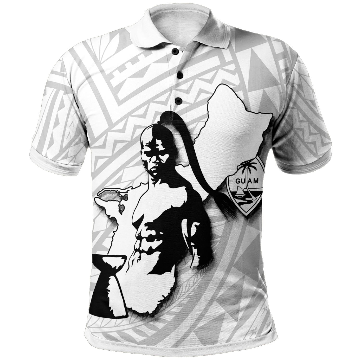 Guam Polo Shirt Chamorro Heritage Unisex White - Polynesian Pride