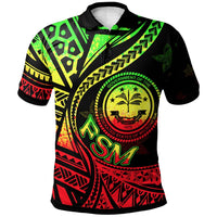 Federated States of Micronesia Polo Shirt Plumeria Flowers Reggae Version Unisex Black - Polynesian Pride