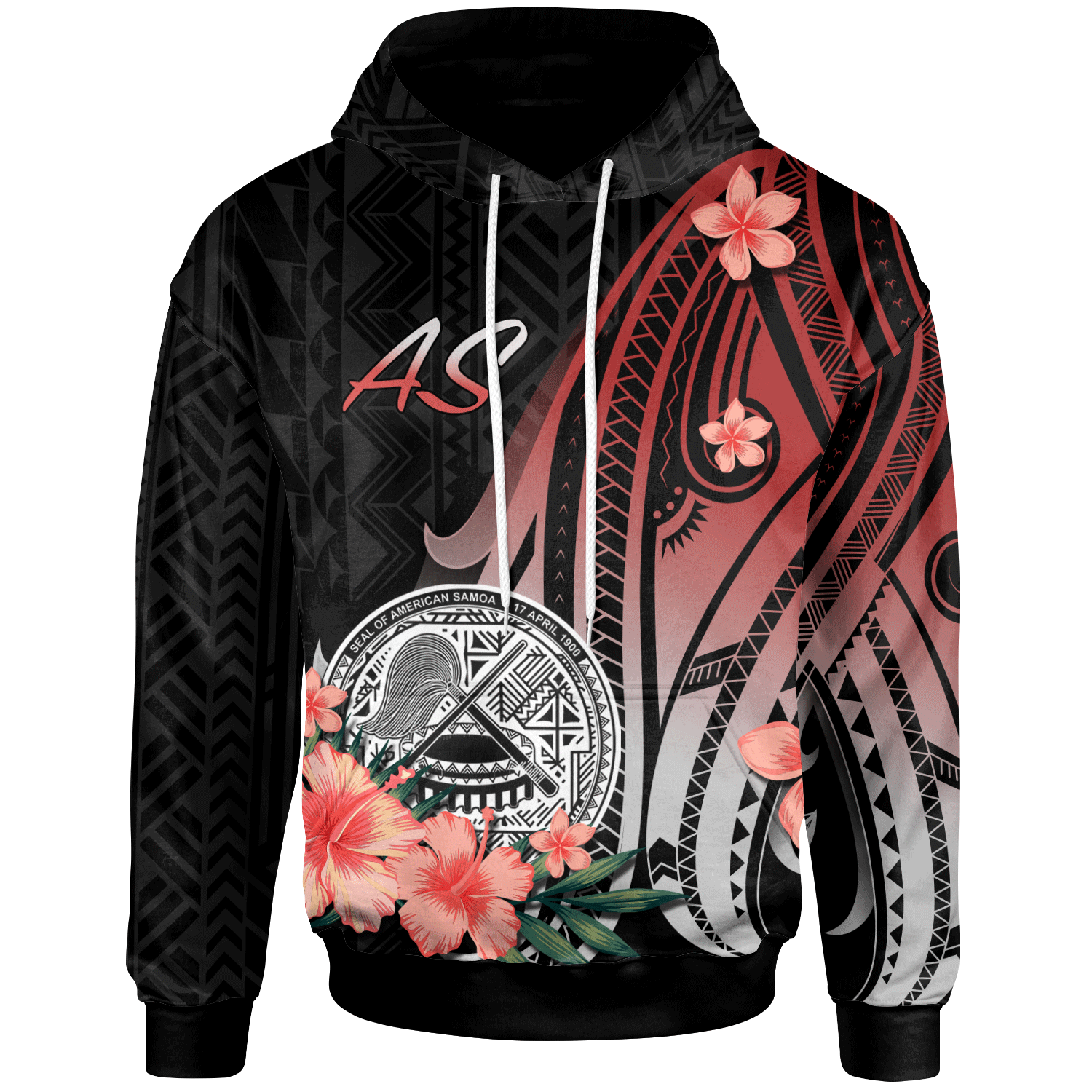 American Samoa Hoodie Red Polynesian Hibiscus Pattern Style Unisex Red - Polynesian Pride