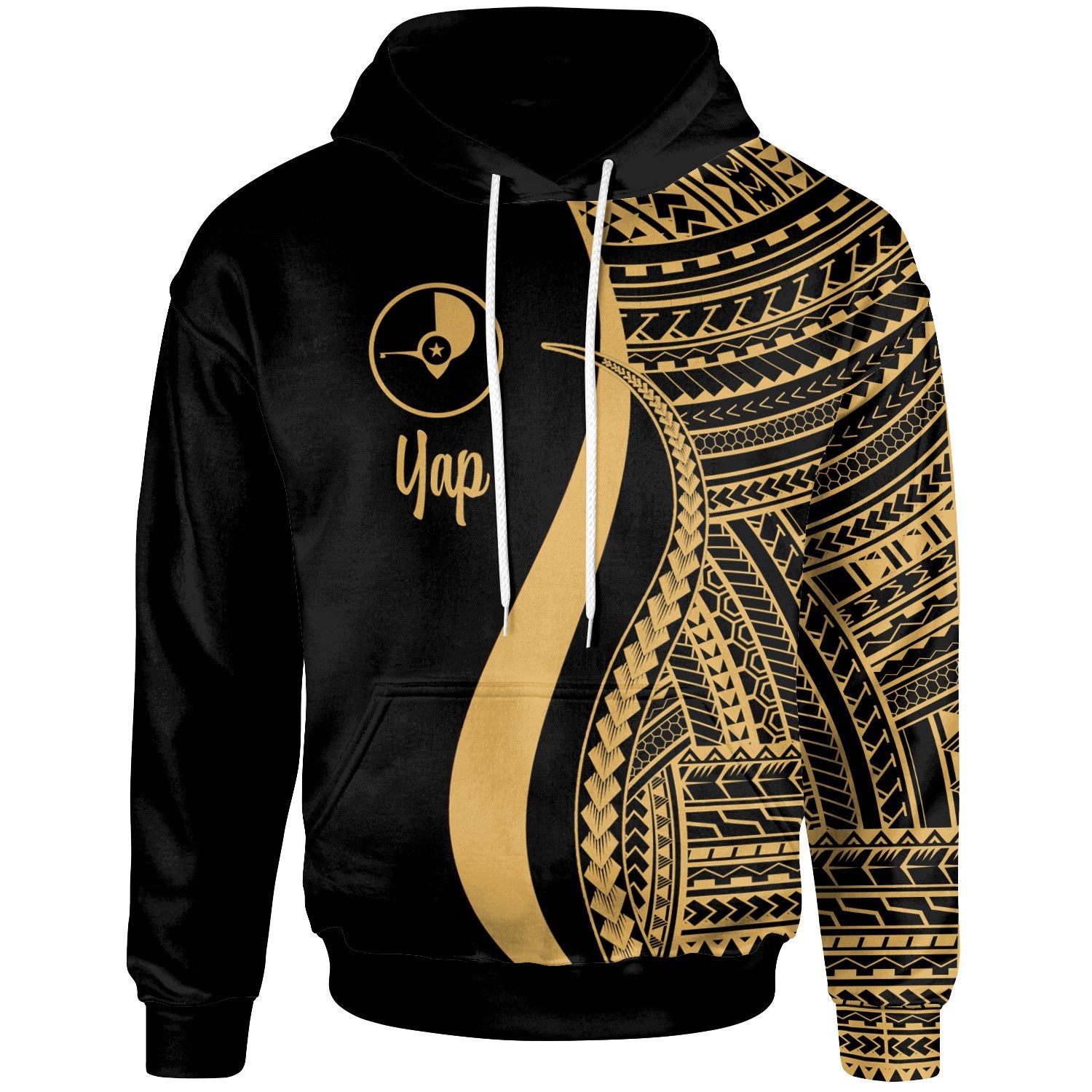 Yap Hoodie Gold Tentacle Tribal Pattern Unisex Gold - Polynesian Pride