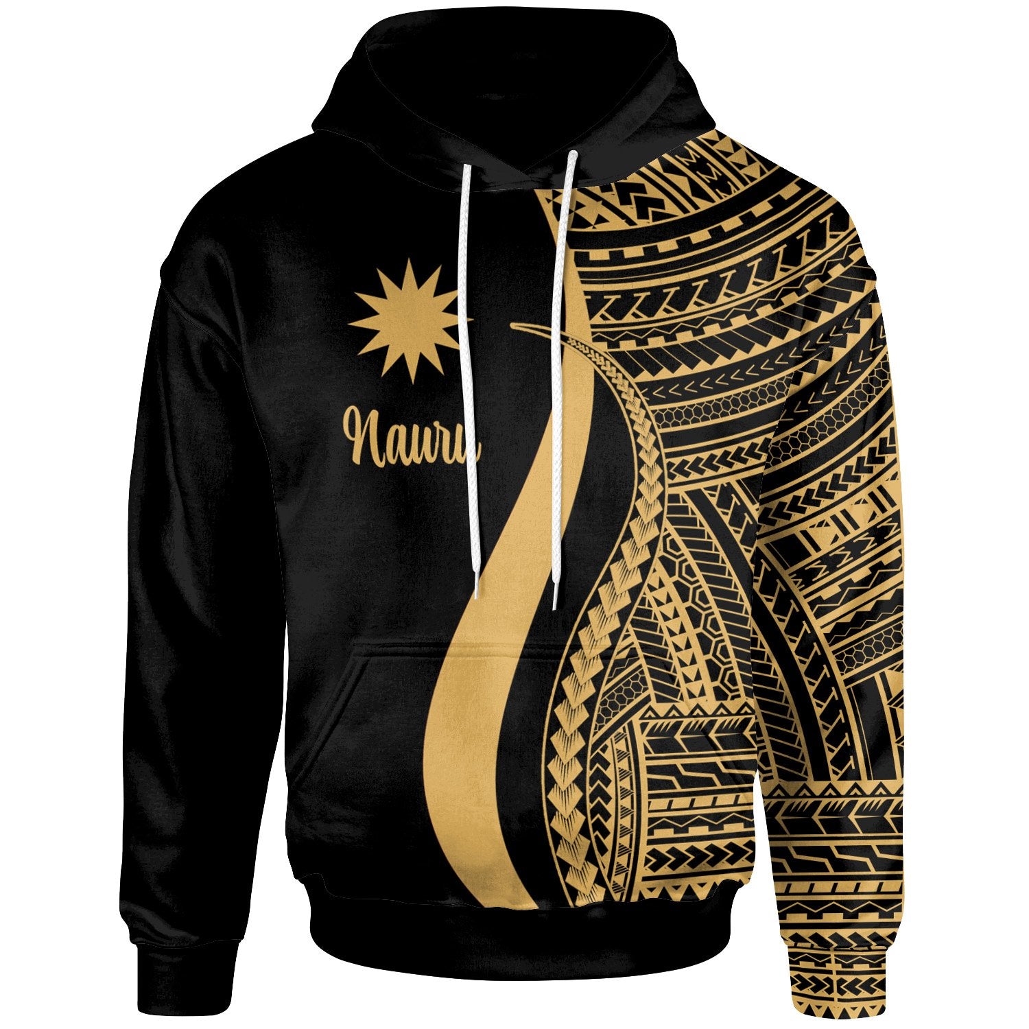 Nauru Hoodie Gold Tentacle Tribal Pattern Unisex Gold - Polynesian Pride