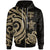 Fiji Polynesian Zip up Hoodie White Tentacle Turtle Unisex Gold - Polynesian Pride