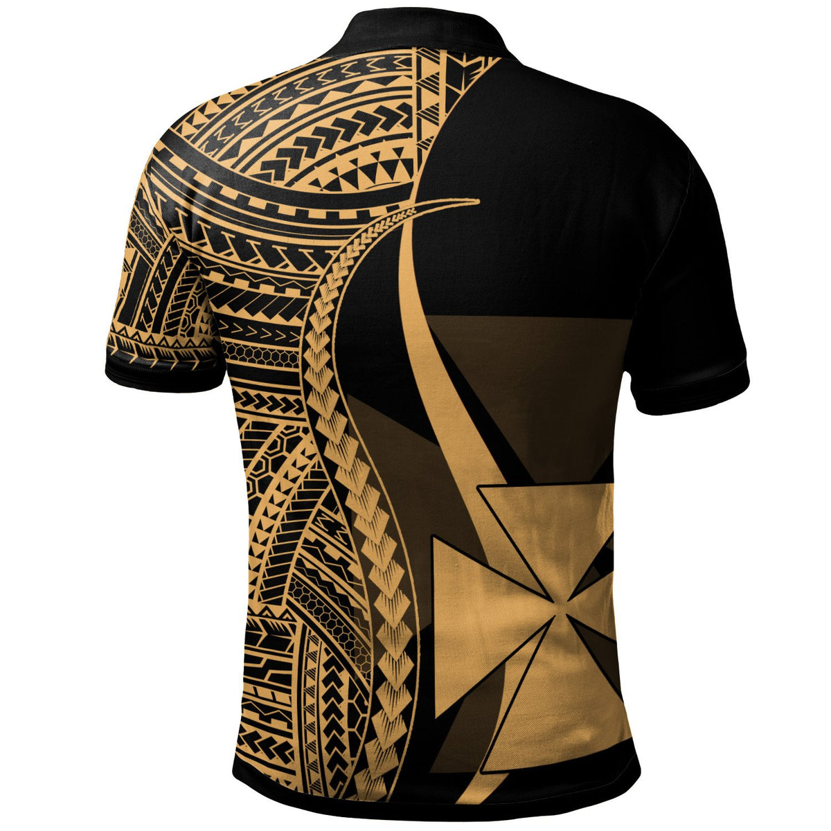 Wallis and Futuna Custom Polo Shirt Gold Polynesian Tentacle Tribal Pattern - Polynesian Pride