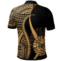Tahiti Custom Polo Shirt Gold Polynesian Tentacle Tribal Pattern - Polynesian Pride