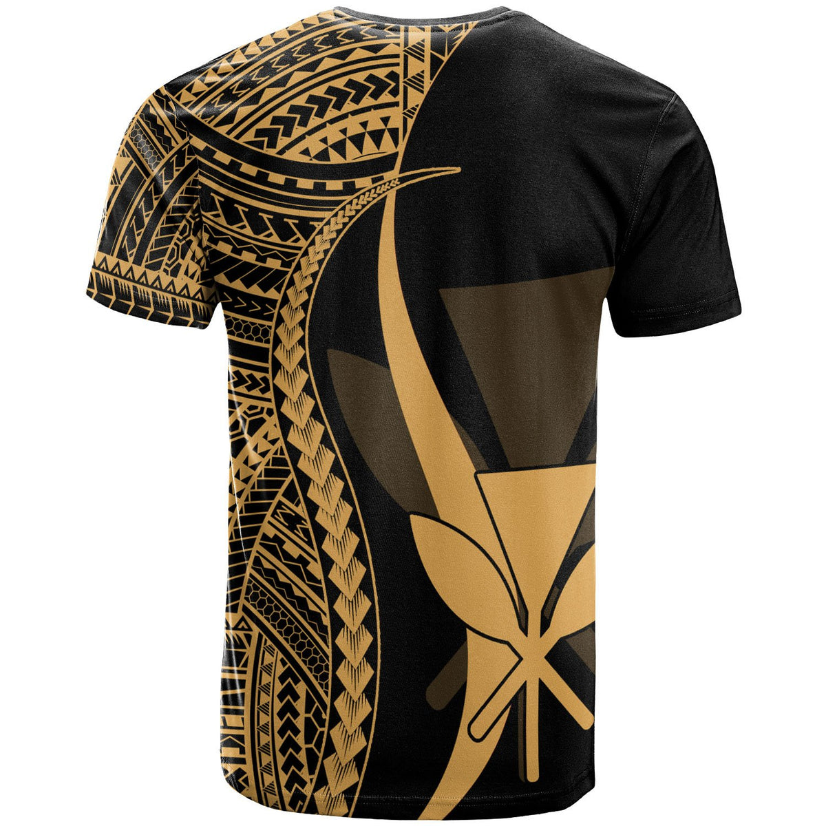 Hawaii Custom T Shirt Kanaka Maoli Gold Polynesian Tentacle Tribal Pattern - Polynesian Pride
