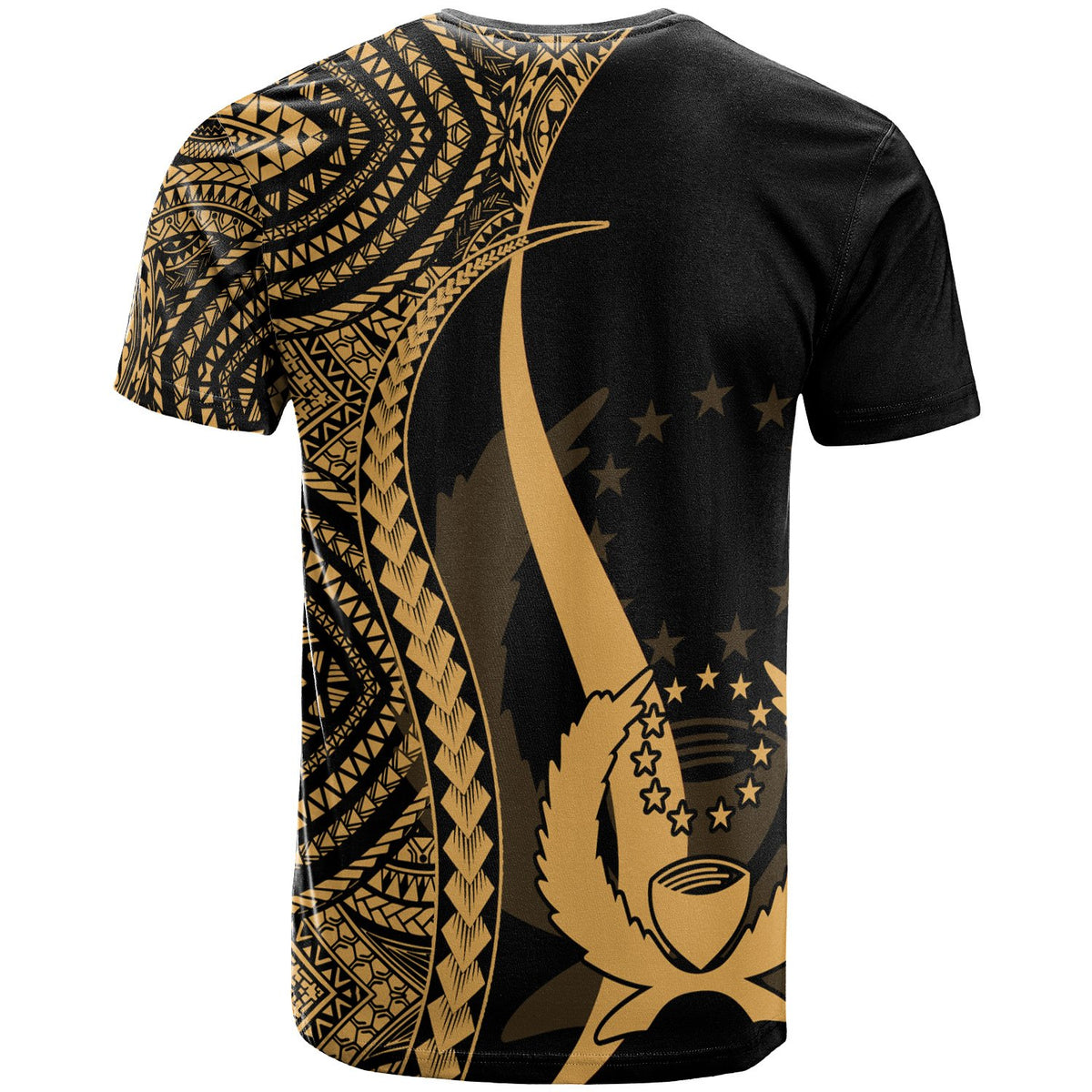 Pohnpei T Shirt Gold Micronesian Tentacle Tribal Pattern - Polynesian Pride