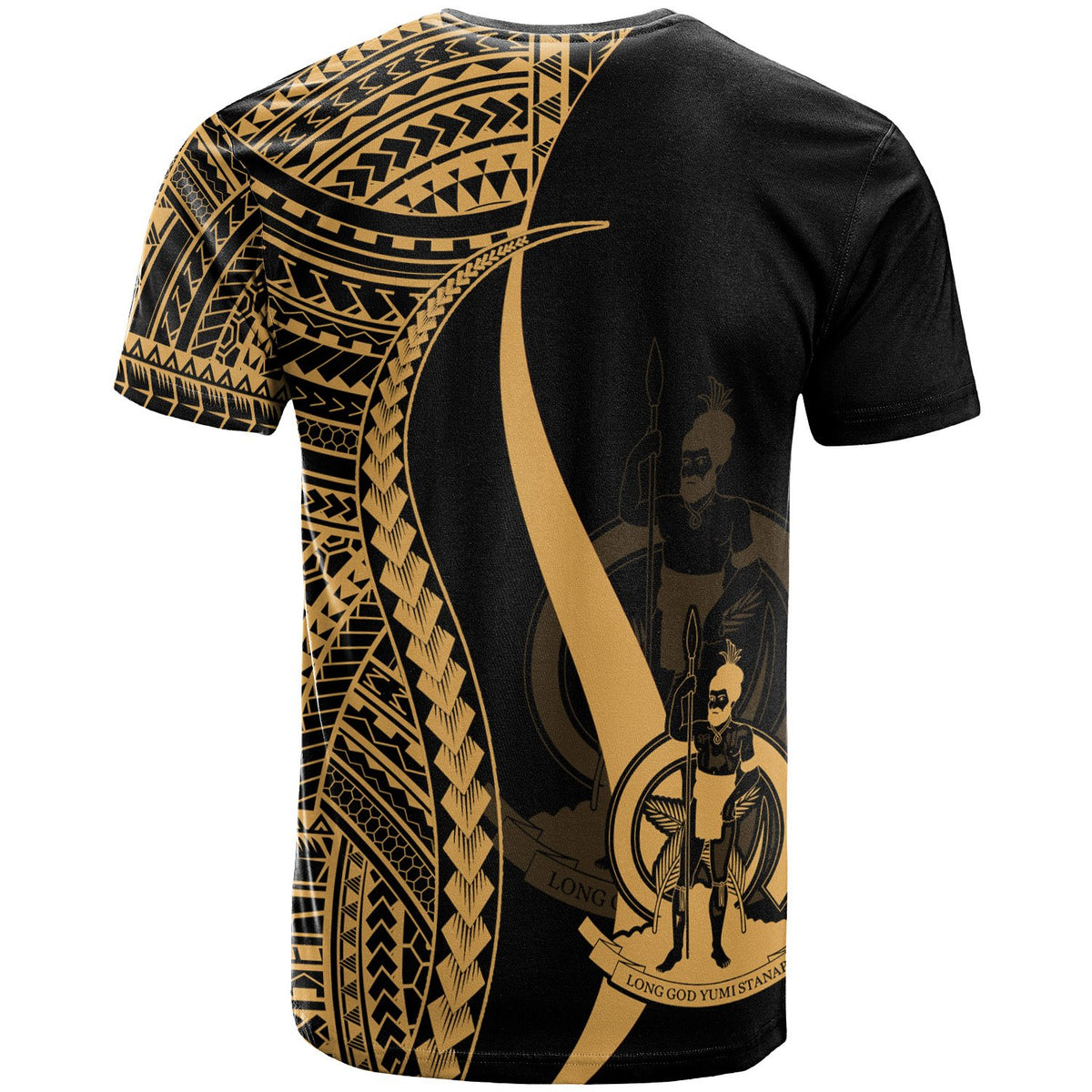 Vanuatu Custom T Shirt Gold Micronesian Tentacle Tribal Pattern - Polynesian Pride