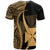 Wallis and Futuna T Shirt Gold Polynesian Tentacle Tribal Pattern - Polynesian Pride