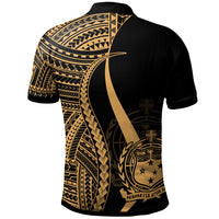 Samoa Polo Shirt Gold Polynesian Tentacle Tribal Pattern - Polynesian Pride