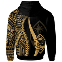Guam Custom Zip up Hoodie Gold Tentacle Tribal Pattern - Polynesian Pride