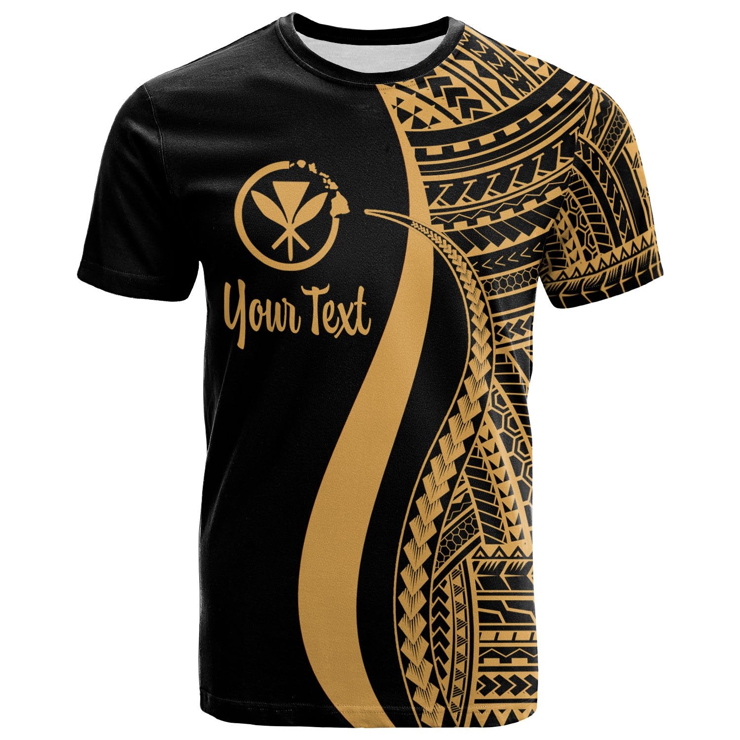 Hawaii Custom T Shirt Kanaka Maoli Gold Polynesian Tentacle Tribal Pattern Unisex GOLD - Polynesian Pride