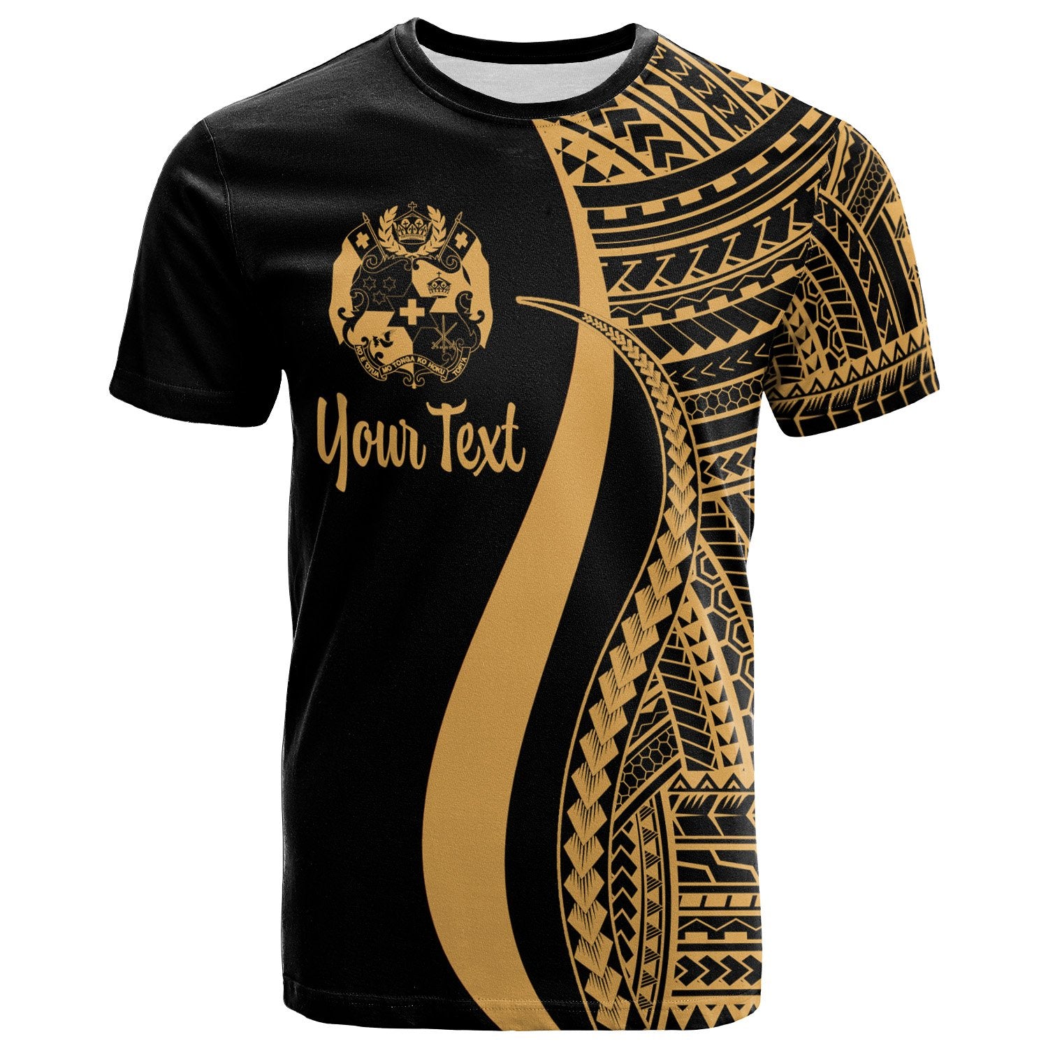 Tonga Custom T Shirt Gold Micronesian Tentacle Tribal Pattern Unisex Gold - Polynesian Pride