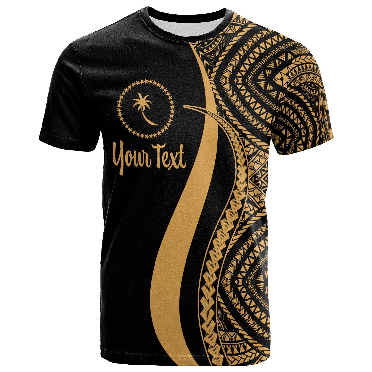 Chuuk Custom T Shirt Gold Micronesian Tentacle Tribal Pattern Unisex Gold - Polynesian Pride