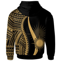 Marshall Islands Custom Zip up Hoodie Gold Tentacle Tribal Pattern - Polynesian Pride