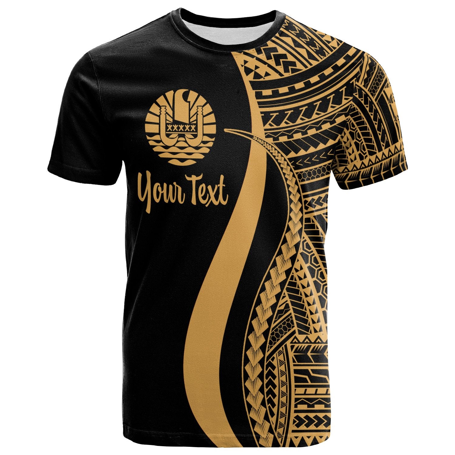 Tahiti Custom T Shirt Gold Micronesian Tentacle Tribal Pattern Unisex Gold - Polynesian Pride