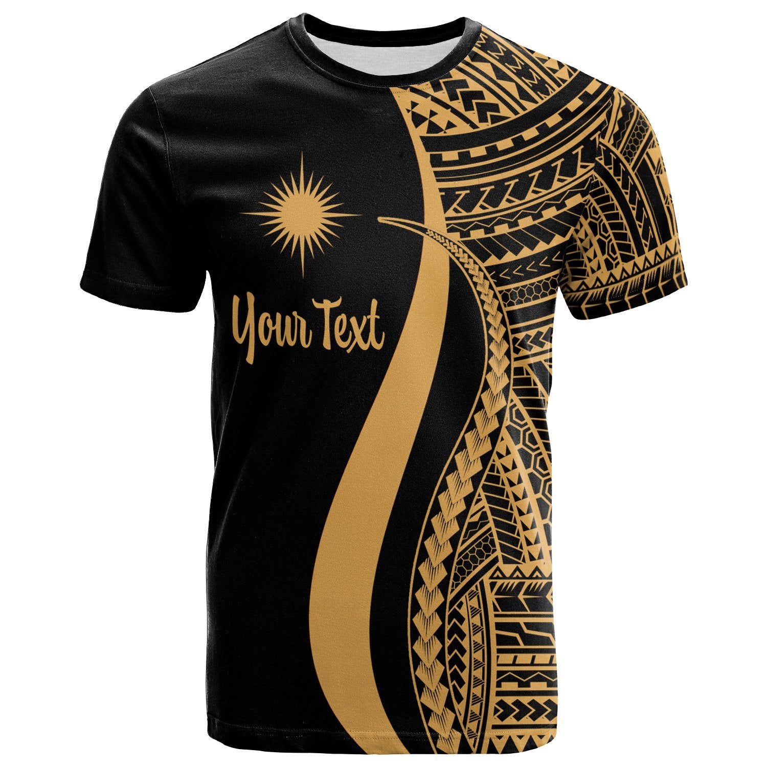 Marshall Islands Custom T Shirt Gold Polynesian Tentacle Tribal Pattern Unisex Gold - Polynesian Pride