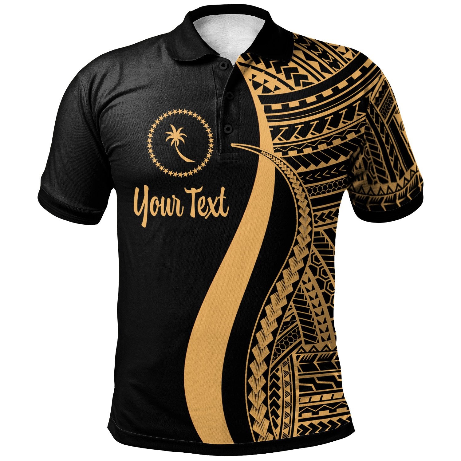 Chuuk Custom Polo Shirt Gold Polynesian Tentacle Tribal Pattern Unisex Gold - Polynesian Pride