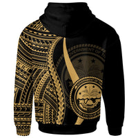Federated States of Micronesia Zip up Hoodie Gold Tentacle Tribal Pattern - Polynesian Pride